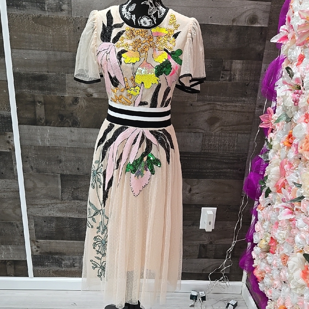 Elegant Floral Embroidered Dress